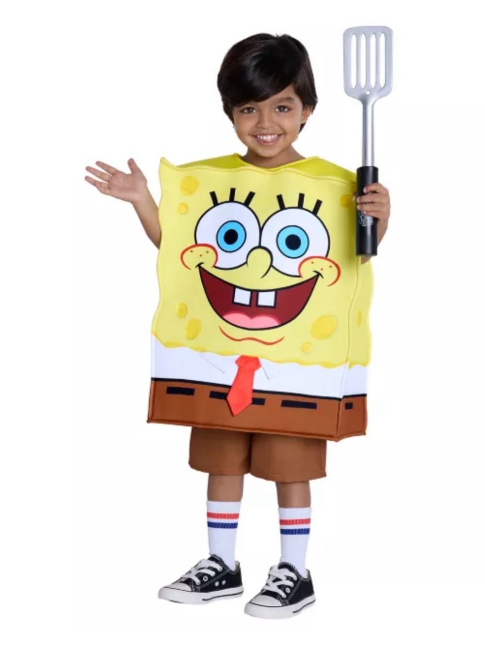 Yellow SpongeBob Character Kids Costume with Red Tie Sz. 3-4T